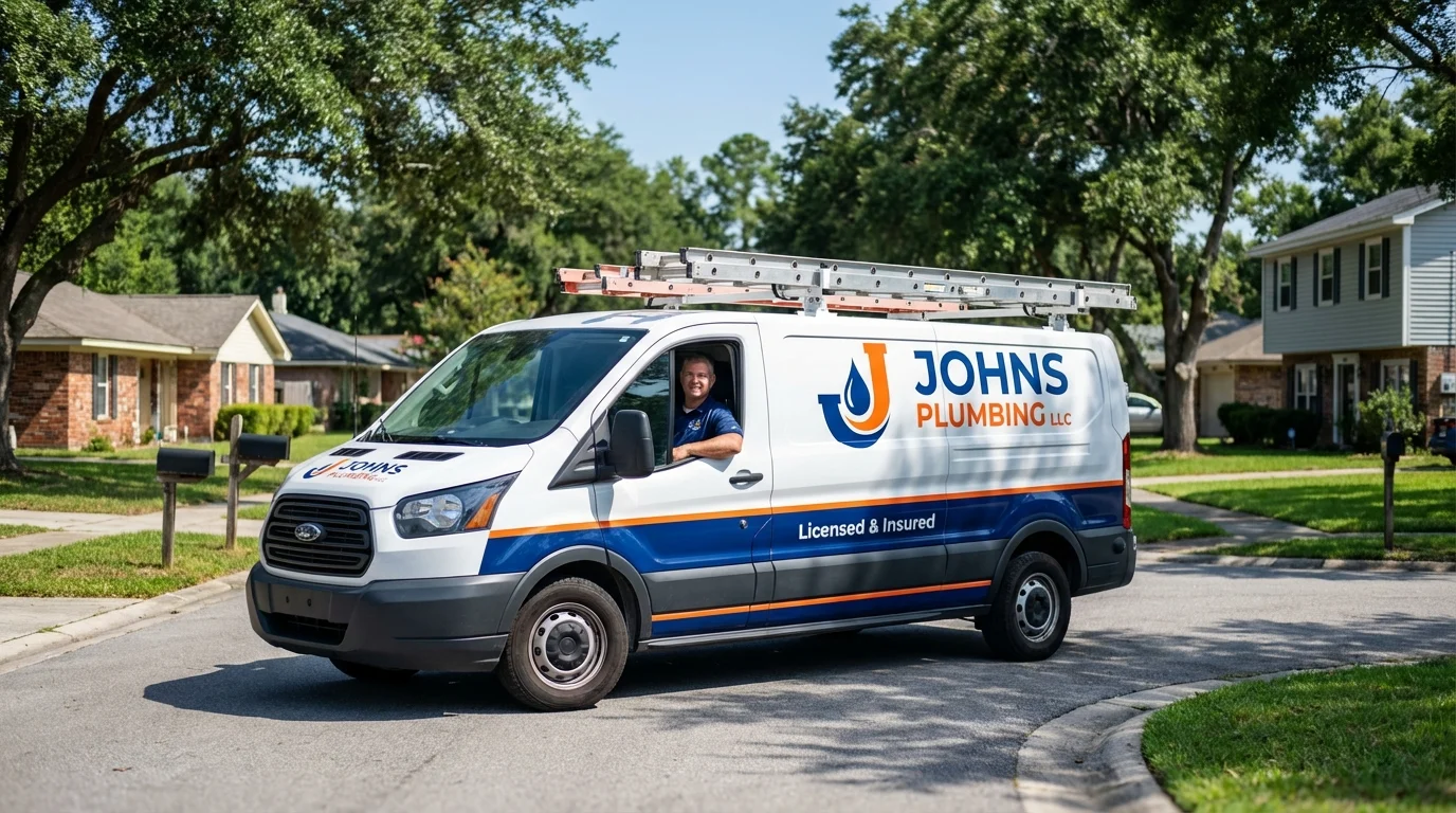 Johns Plumbing LLC service van in Falmouth, KY