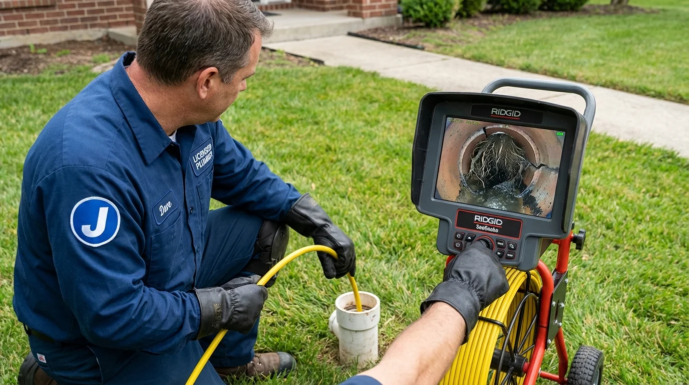 Sewer camera inspection being performed by Johns Plumbing LLC in Falmouth